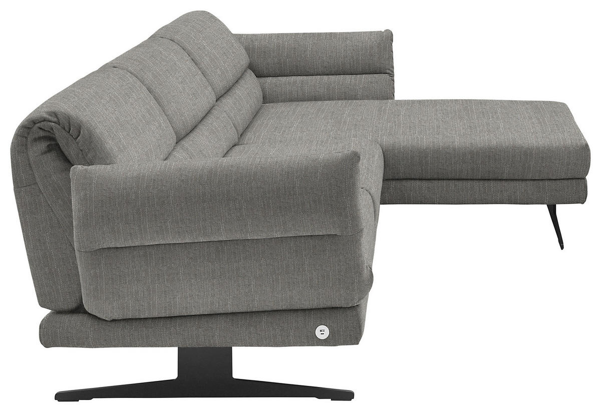 ECKSOFA in Flachgewebe Hellgrau  - Hellgrau/Schwarz, Design, Textil/Metall (279-327/176-217cm) - Dieter Knoll