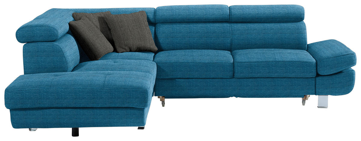 SEDEŽNA GARNITURA, tkanina barve petroleja  - barve kroma/barve petroleja, Design, kovina/tekstil (229/270cm) - Xora