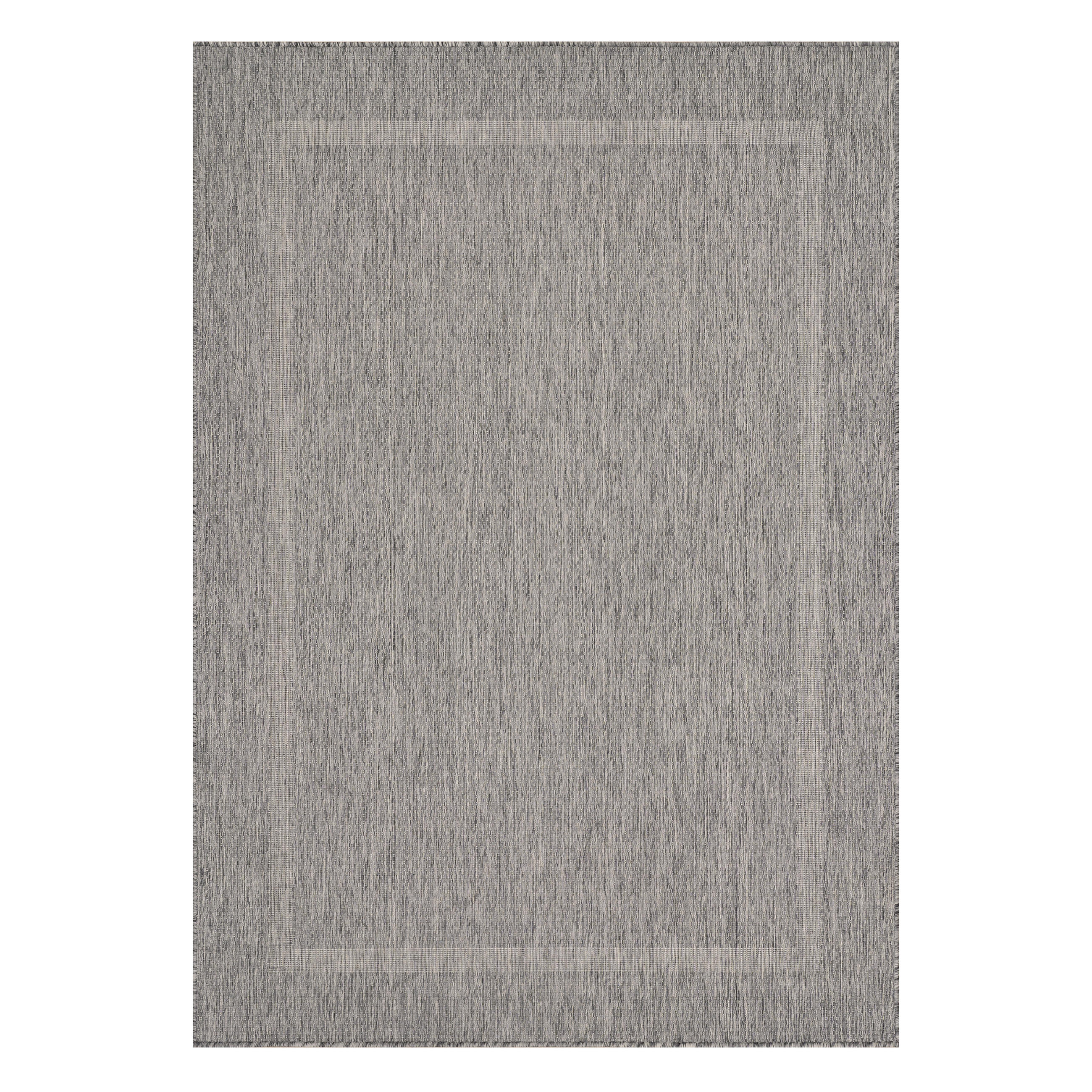TEPPICH Outdoor Flachgewebe Uni-Design Polypropylen Balkon Grau Rechteckig 240x340 - Grau, Textil (240/340cm) - KADIMA DESIGN