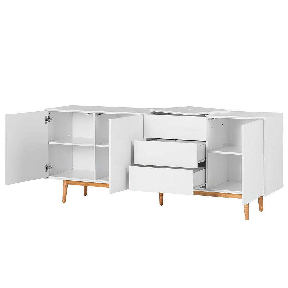 SIDEBOARD 200/80/45 cm  - Eichefarben/Weiß, Design, Holz/Holzwerkstoff (200/80/45cm) - home24