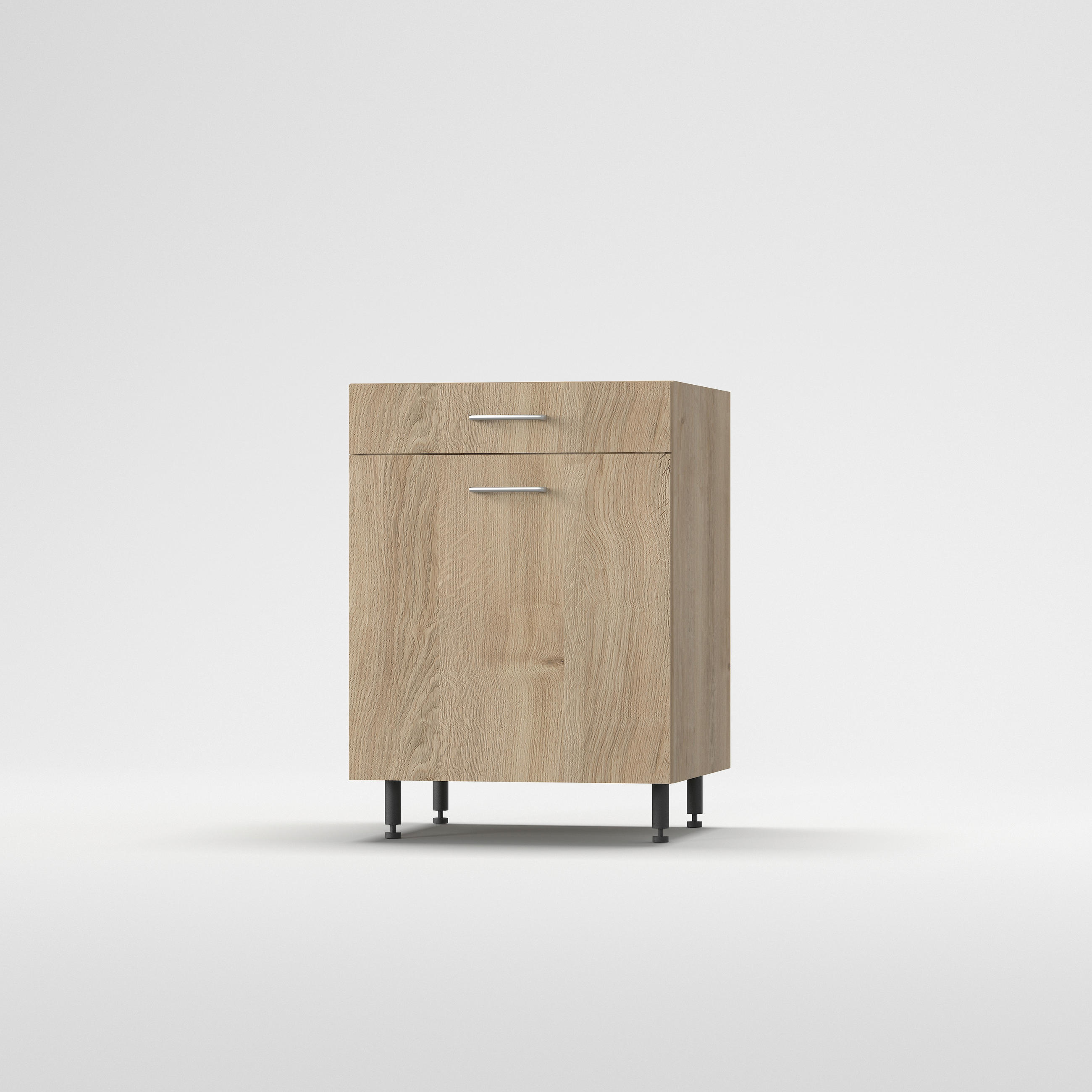 KONYHAI ALSÓSZEKRÉNY - tölgyfa színű, Basics, fa/fém (60/87/56cm) - Carryhome