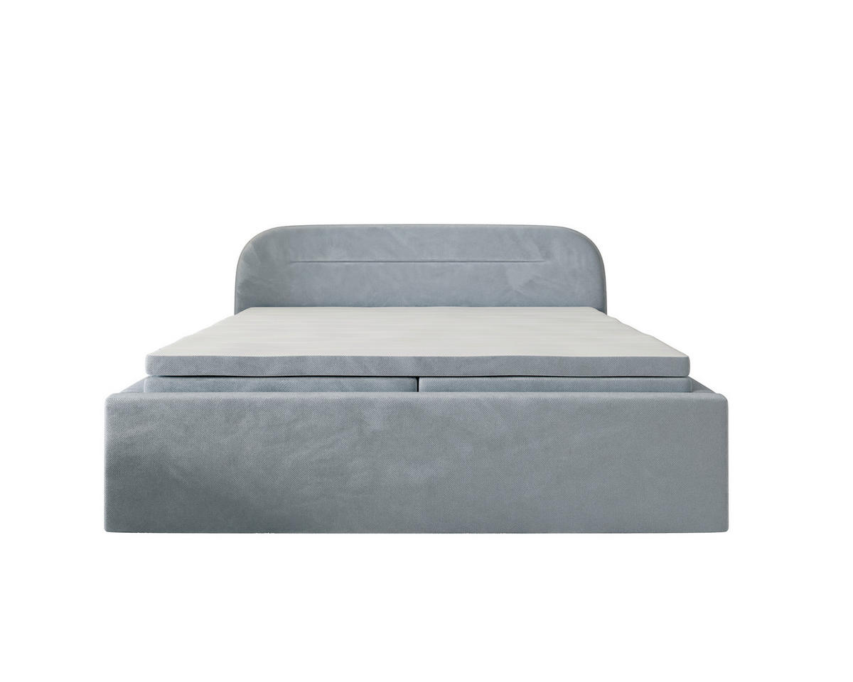 BOXBETT 180/200 cm,  in Grau, Bettkasten, Topper, H2 = mittel  - Grau, MODERN, Textil (180/200cm) - MID.YOU