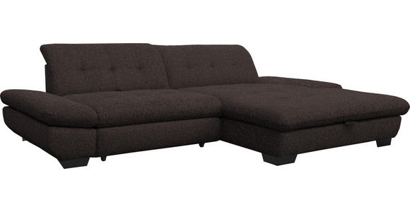 ECKSOFA in Mikrofaser Braun  - Schwarz/Braun, Design, Textil/Metall (290/198cm) - Xora