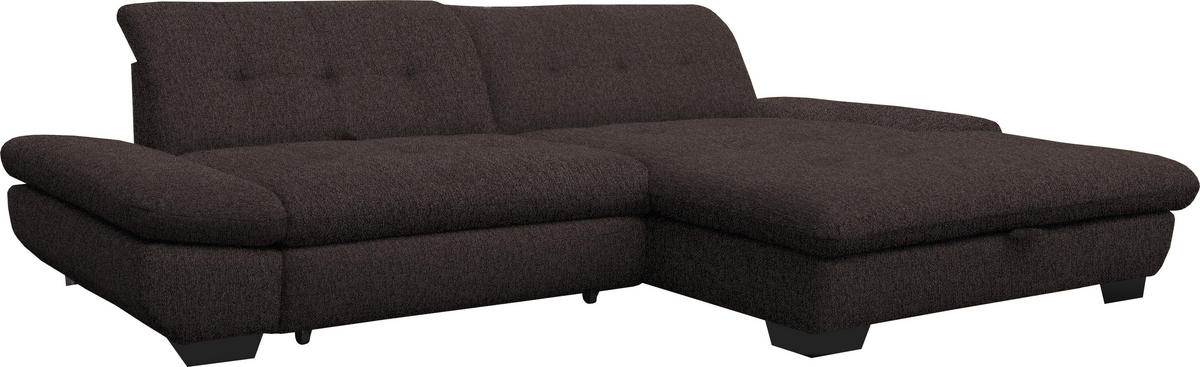 ECKSOFA in Mikrofaser Braun  - Schwarz/Braun, Design, Textil/Metall (290/198cm) - Xora