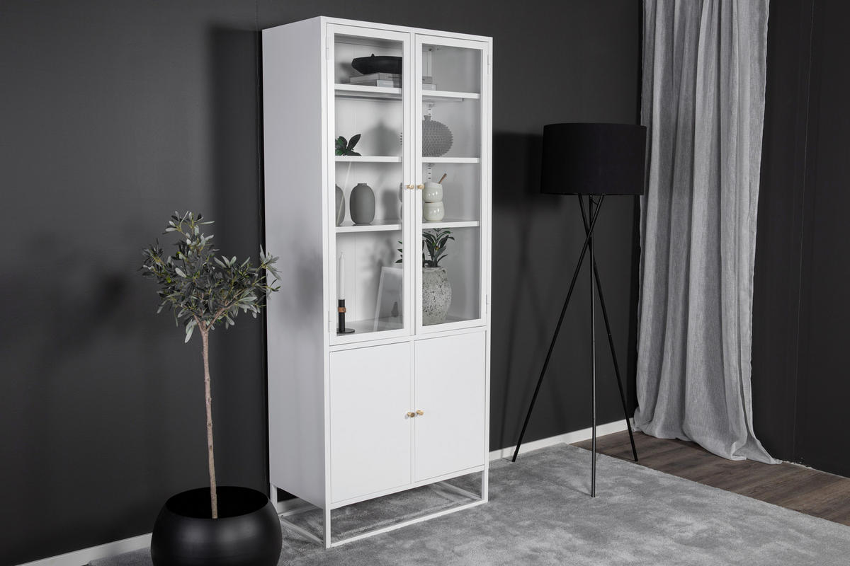 VITRINSKÅP  i vit  - vit, Design, metall/glas (80/190/41cm) - Livetastic