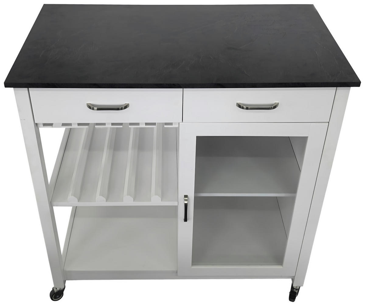 SERVIERWAGEN Weiß  - Silberfarben/Schwarz, Basics, Glas/Holzwerkstoff (90/91/50cm) - MID.YOU