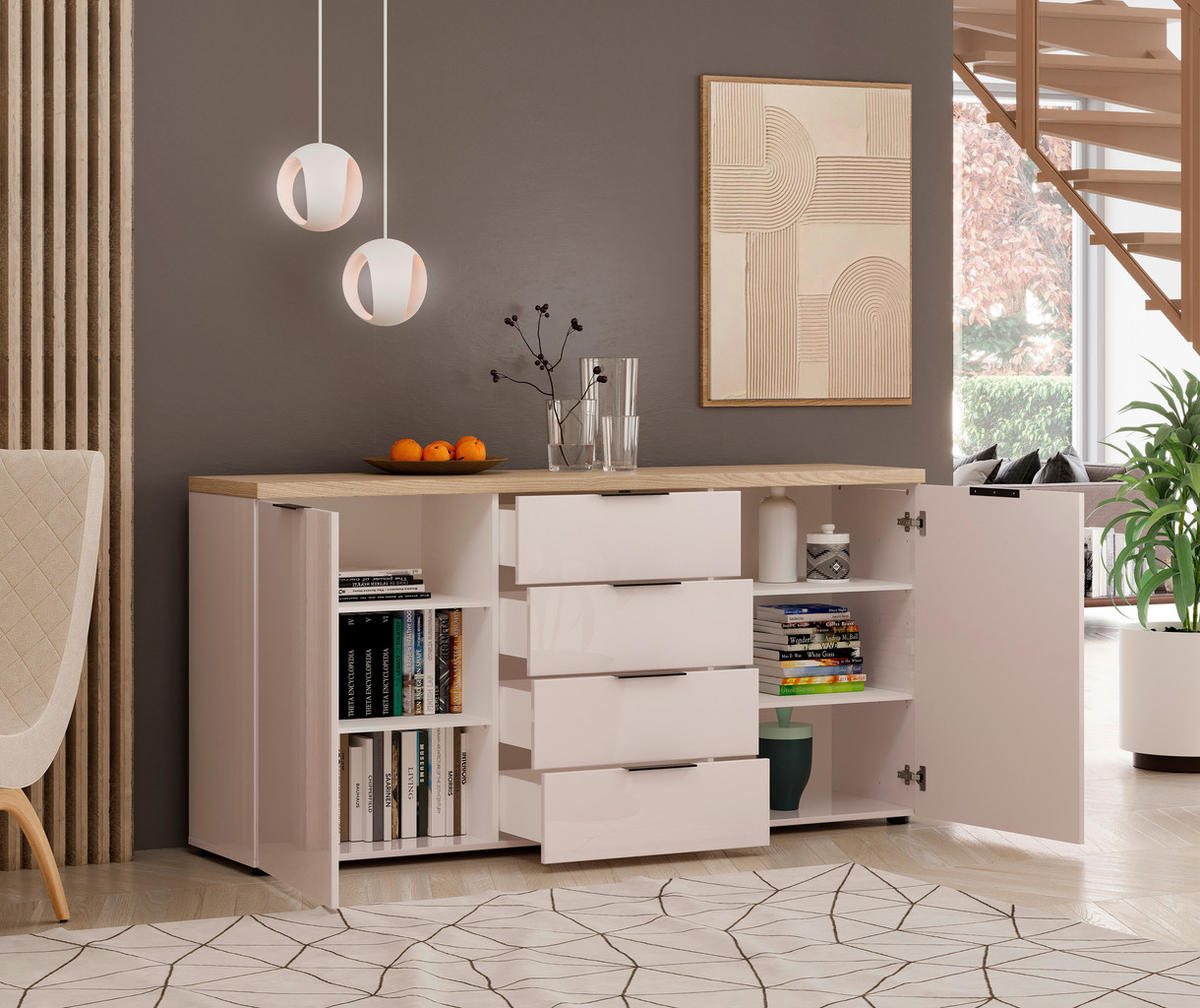 SIDEBOARD  in 180/89/43 cm  - Kaschmir/Eichefarben, Design, Holzwerkstoff/Kunststoff (180/89/43cm) - Xora