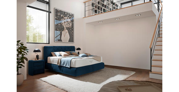 BOXSPRINGBETT 180/200 cm  in Blau  - Blau/Schwarz, Design, Kunststoff/Textil (180/200cm) - Johann Jakob