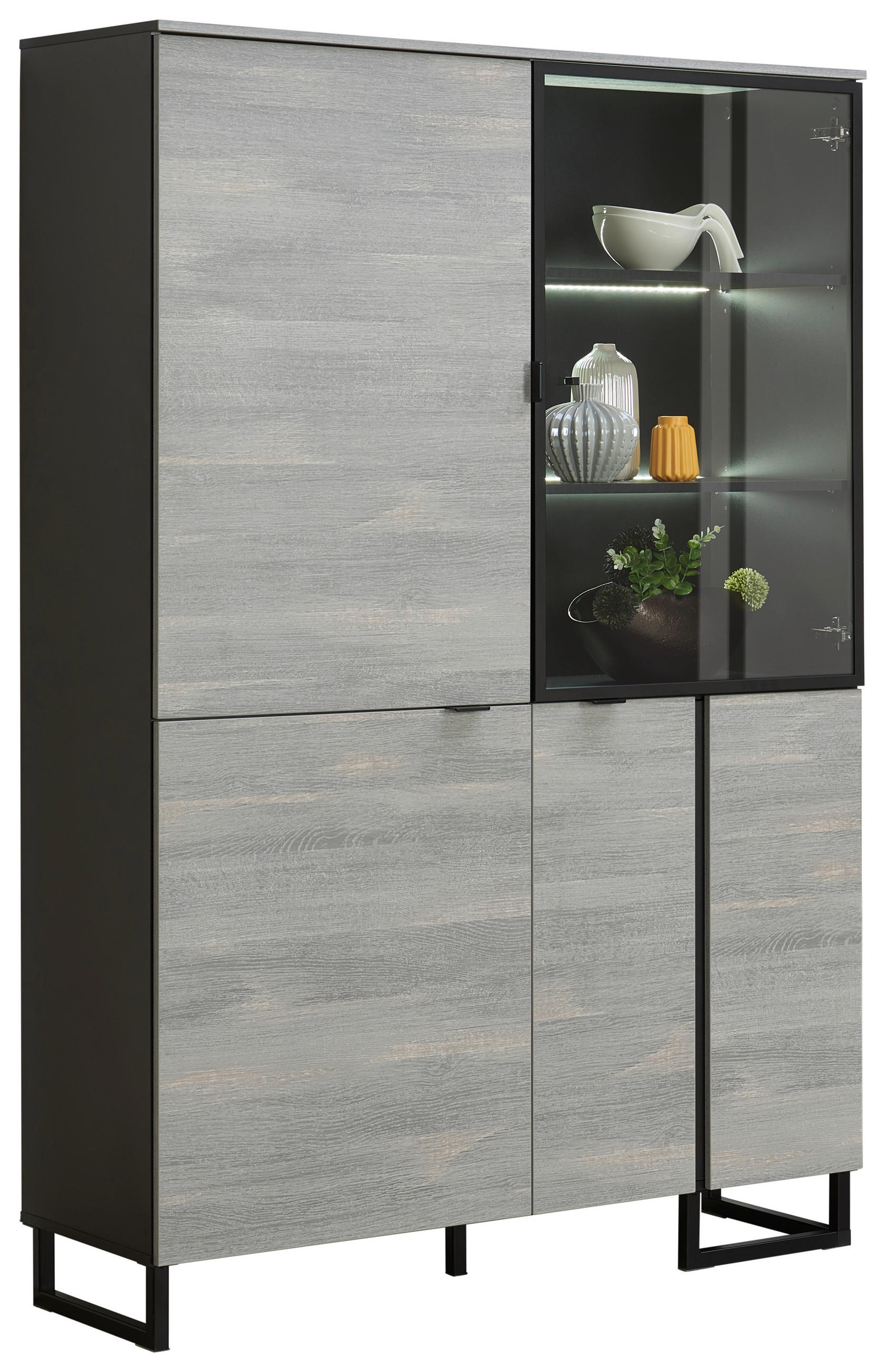 Vitrine in Grau, Schwarz