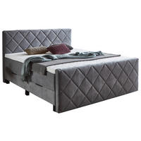 BOXSPRINGBETT 180/200 cm  in Grau  - Schwarz/Grau, KONVENTIONELL, Kunststoff/Textil (180/200cm) - home24