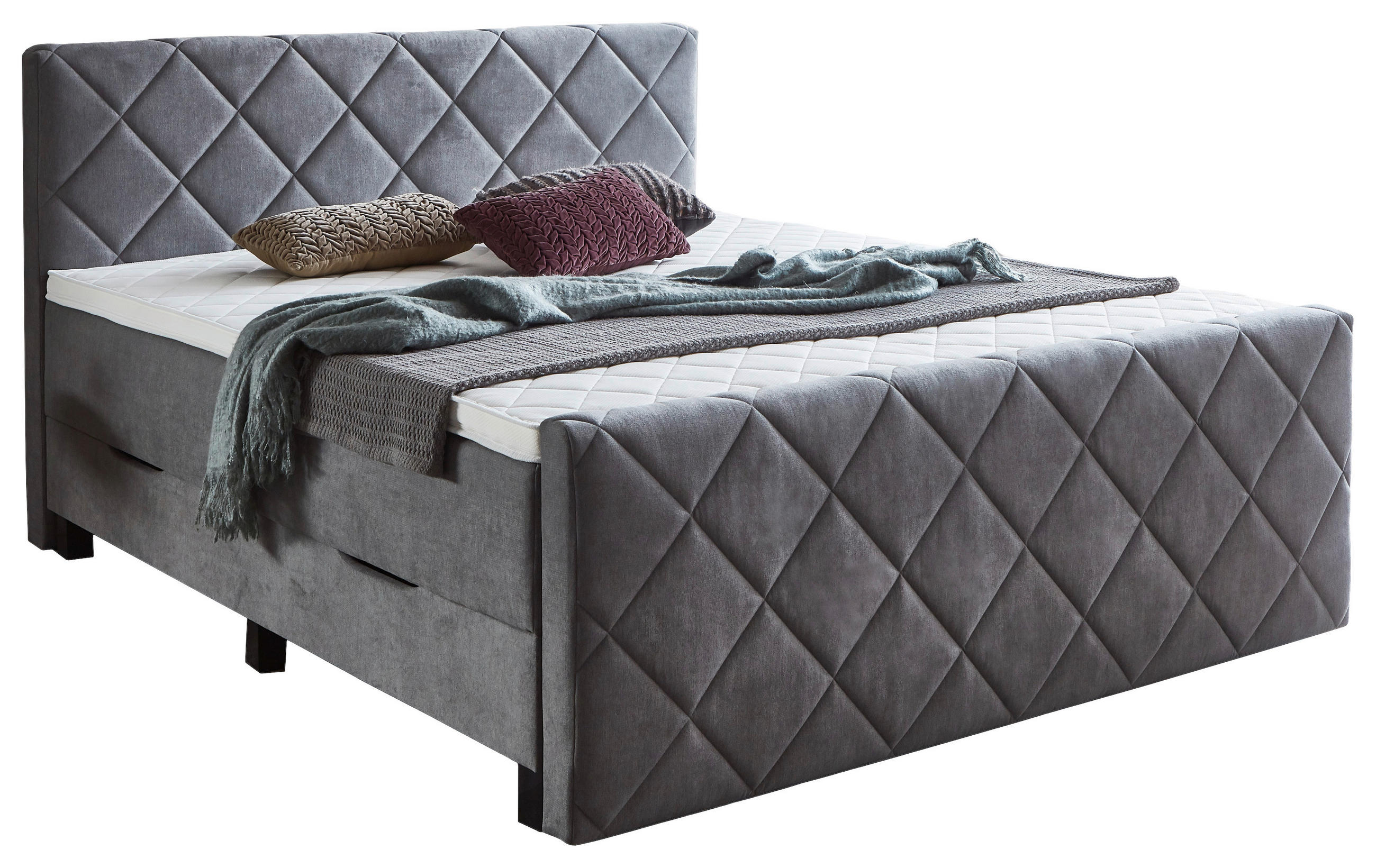 home24 Boxspringbett Grau 180x200 cm
