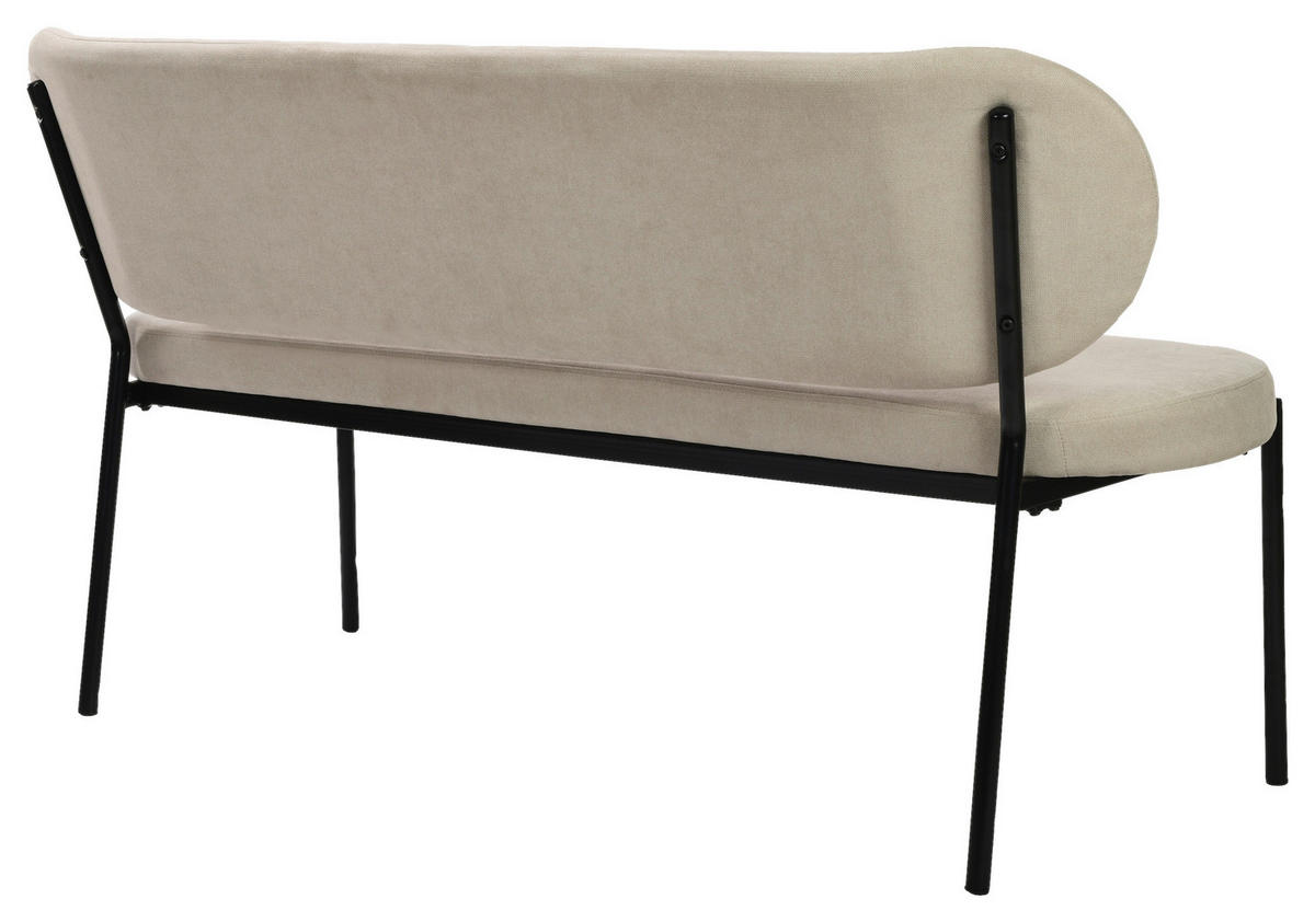 SITZBANK in Metall, Textil Schwarz, Taupe  - Taupe/Schwarz, Design, Textil/Metall (160/82/62cm) - MID.YOU