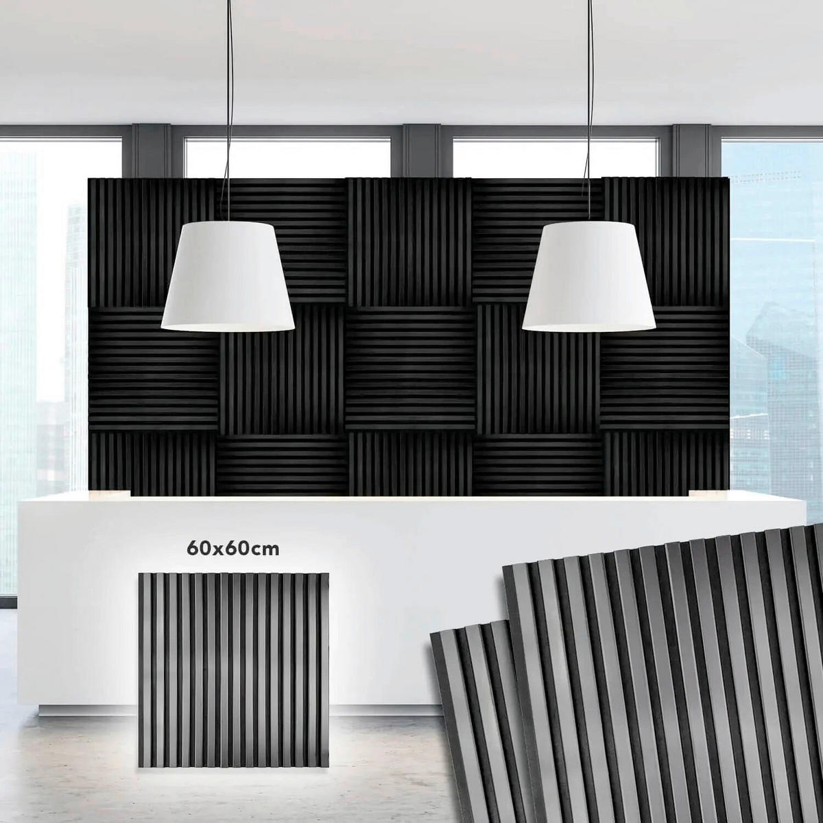 AKUSTIKPANEEL 60/60/2,1 cm  - Schwarz, Basics, Holzwerkstoff (60/60/2,1cm)