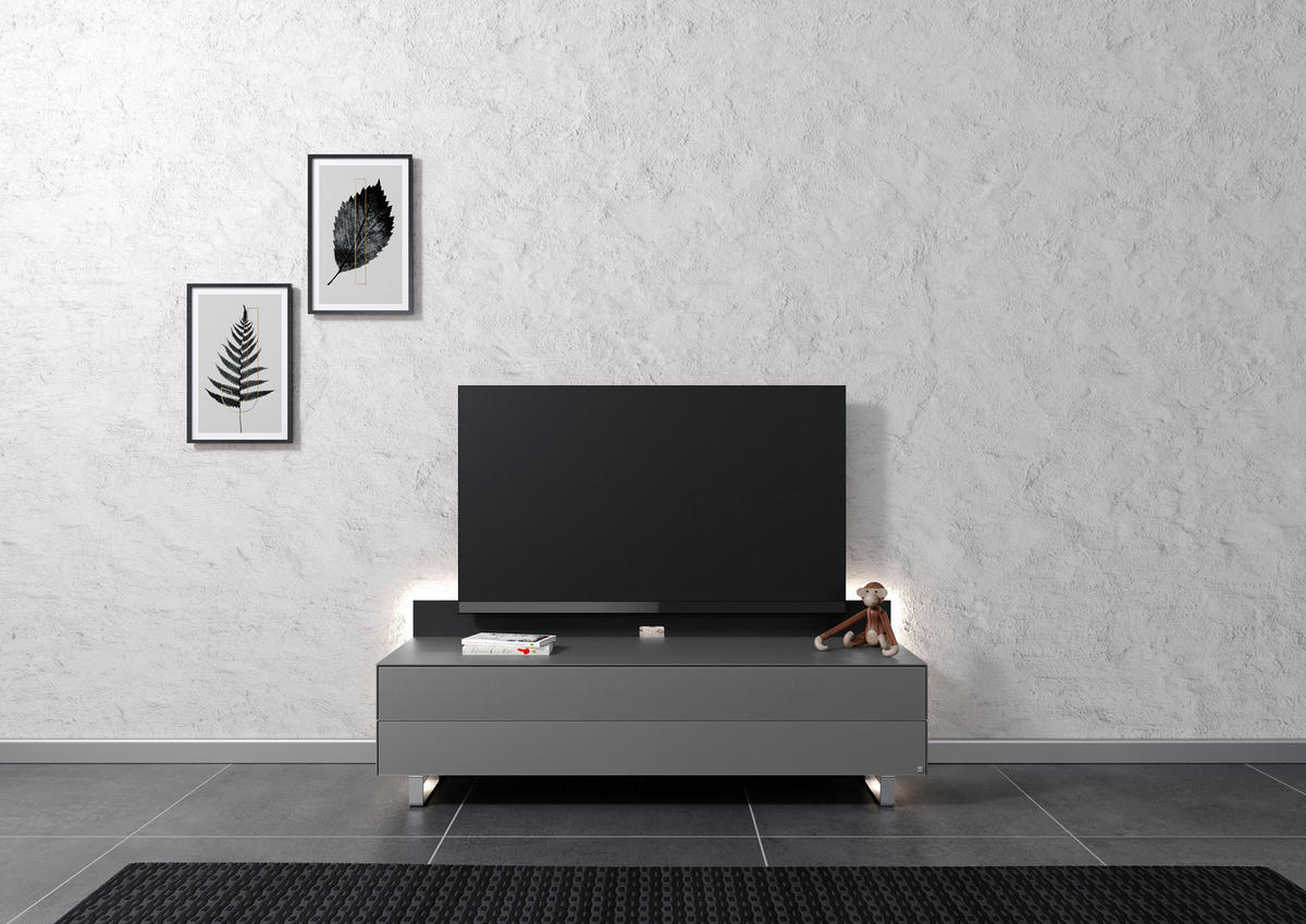 TV-ELEMENT - Chromfarben/Grau, MODERN, Glas/Holzwerkstoff (150,5/53,5/57,0cm) - Musterring
