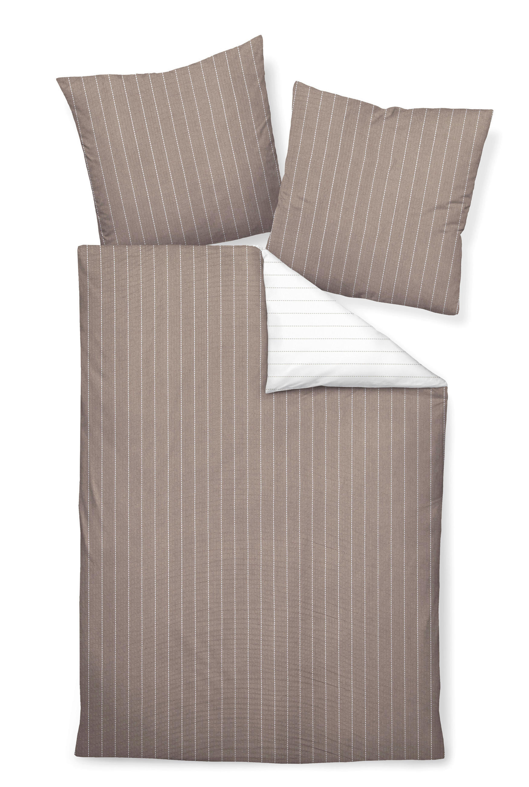 WENDEBETTWÄSCHE TANGO Seersucker  - Taupe, Basics, Textil (155/220cm) - Janine