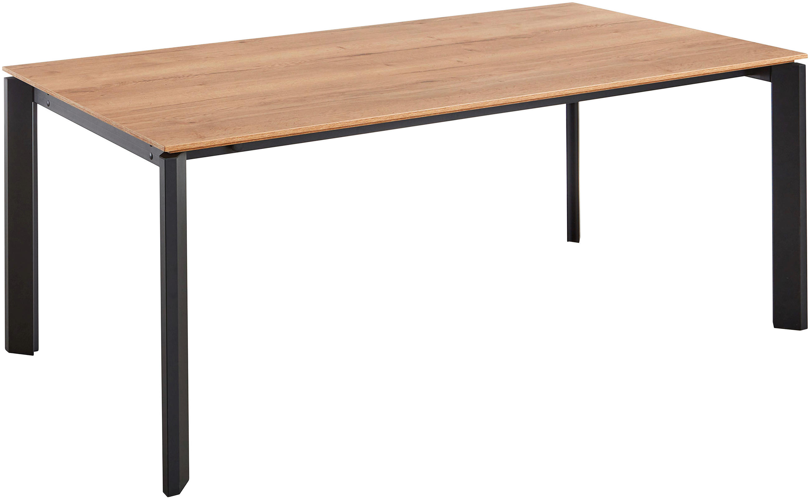 ESSTISCH Eichefarben, Schwarz rechteckig  ausziehbar, in verschiedenen Holzdekoren erhältlich  - Eichefarben/Schwarz, Basics, Holzwerkstoff/Metall (180-280/95/76cm) - Celina Home