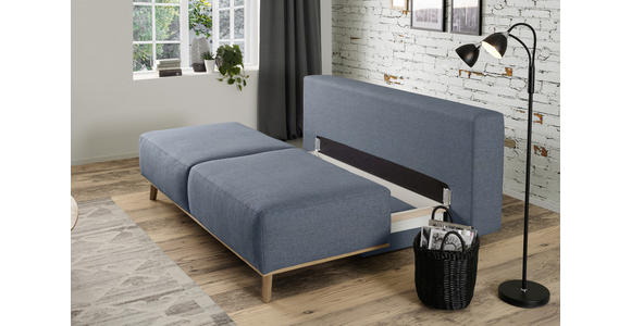 BOXSPRINGSOFA in Blau, Grau  - Blau/Grau, Design, Holz/Textil (203/97/107cm) - Dieter Knoll