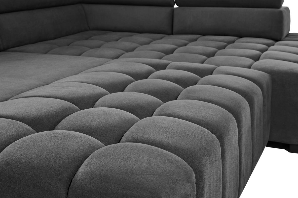 ECKSCHLAFSOFA in Grau Textil   - Schwarz/Grau, Design, Holz/Textil (307/201cm) - Livetastic