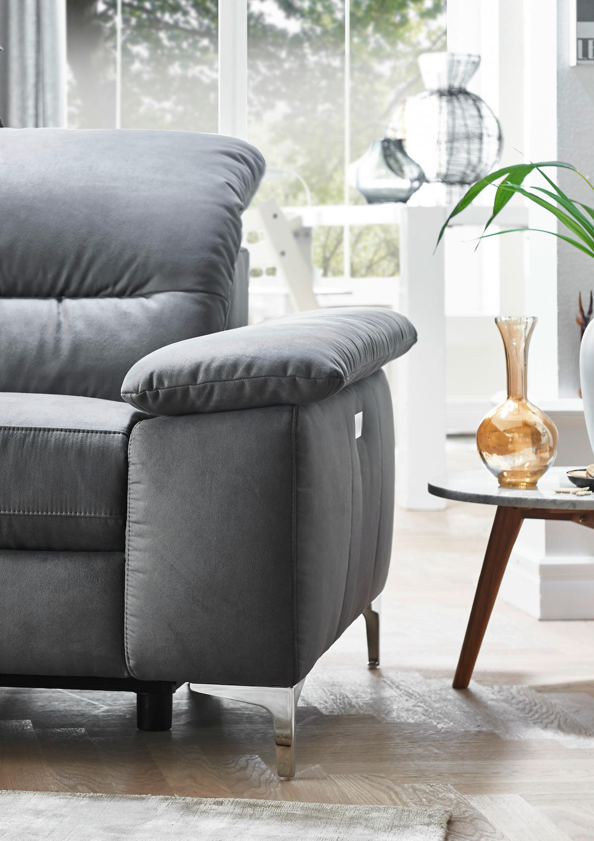 ECKSOFA in Mikrofaser Anthrazit  184/280 cm  - Anthrazit, Design, Textil (184/280cm) - Pure Home Comfort