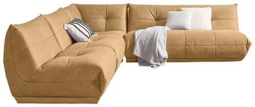 ECKSOFA Hellbraun Lederlook - Hellbraun, Trend, Textil (315/285cm) - Livetastic