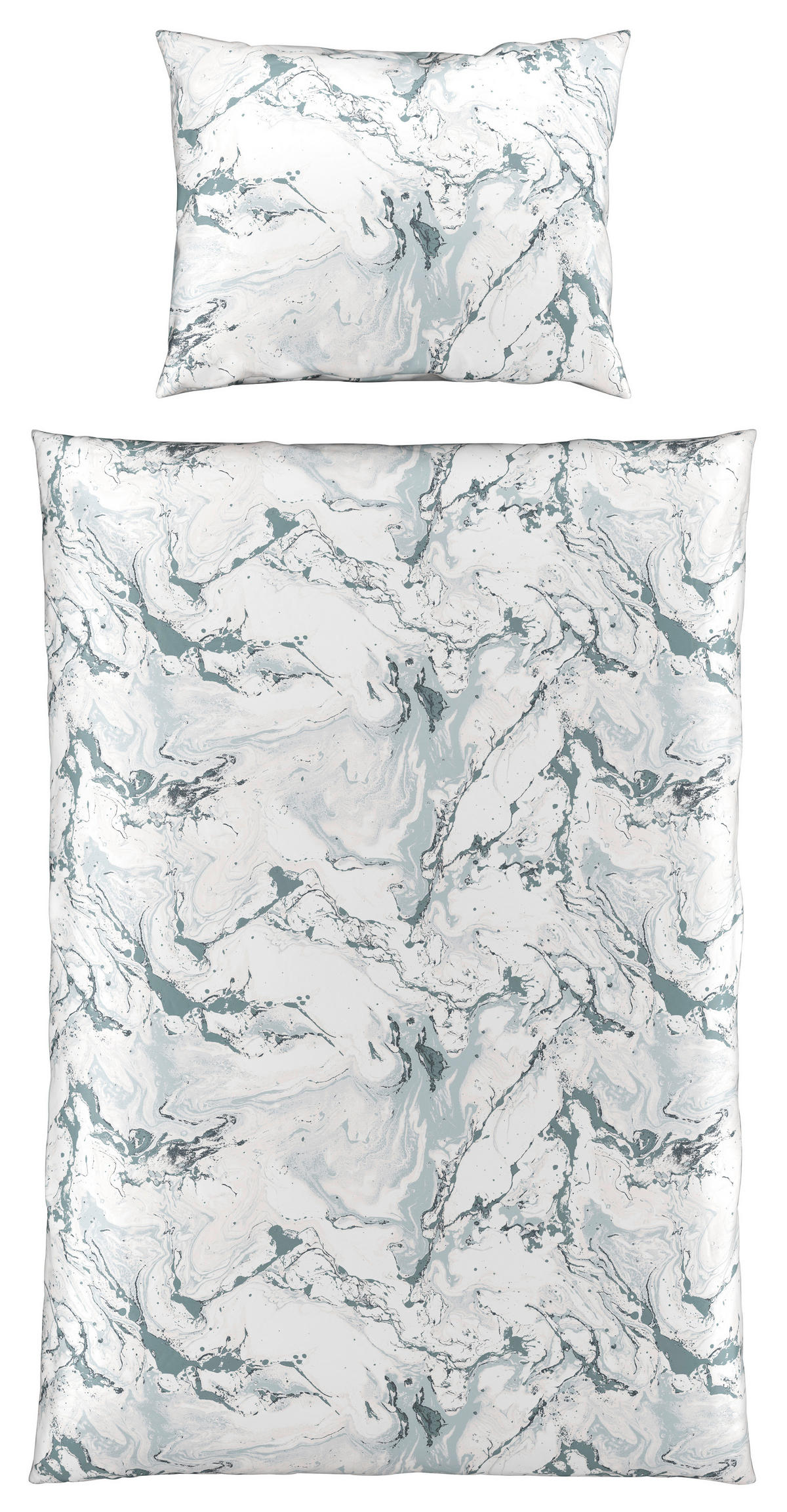 BETTWÄSCHESET MARMOR Satin 160/210 cm  50 cm/70 cm  - Weiss, Konventionell, Textil (160/210cm) - Novel