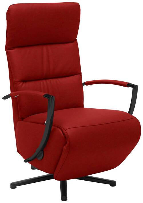 RELAXFÅTÖLJ i läder röd  - röd/svart, Design, metall/läder (64/112/80cm) - Livetastic