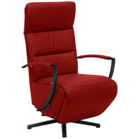 FAUTEUIL RELAX in Leder Rot  - Rot/Schwarz, Design, Leder/Metall (64/112/80cm) - Cantus
