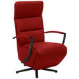 RELAXSESSEL in Leder Rot  - Rot/Schwarz, Design, Leder/Metall (64/112/80cm) - Cantus