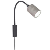 WANDLEUCHTE - Grau, Basics, Textil/Metall (11/53cm) - Fischer & Honsel