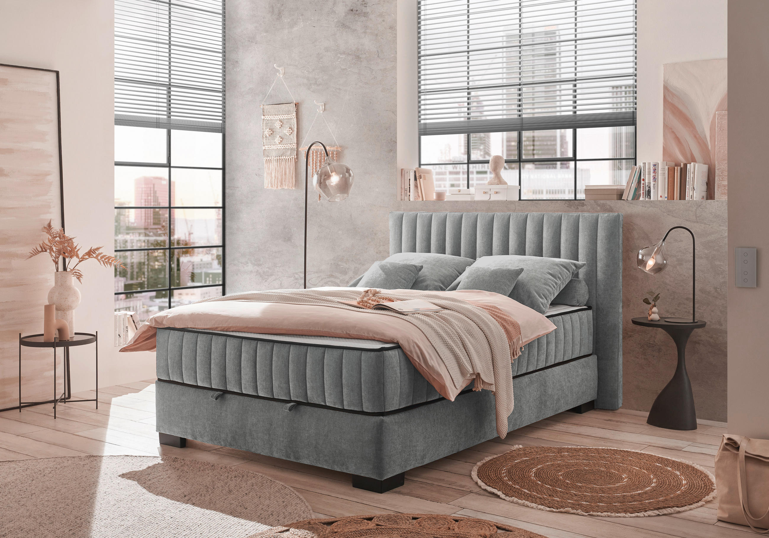 BOXBETT 140/200 cm  in Anthrazit  - Anthrazit/Schwarz, Modern, Holzwerkstoff/Kunststoff (140/200cm) - MID.YOU