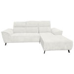 ECKSOFA Creme Cord Rücken echt, Kopfteilverstellung, Sitzvorzug  - Creme/Schwarz, KONVENTIONELL, Textil/Metall (290/196cm) - Carryhome