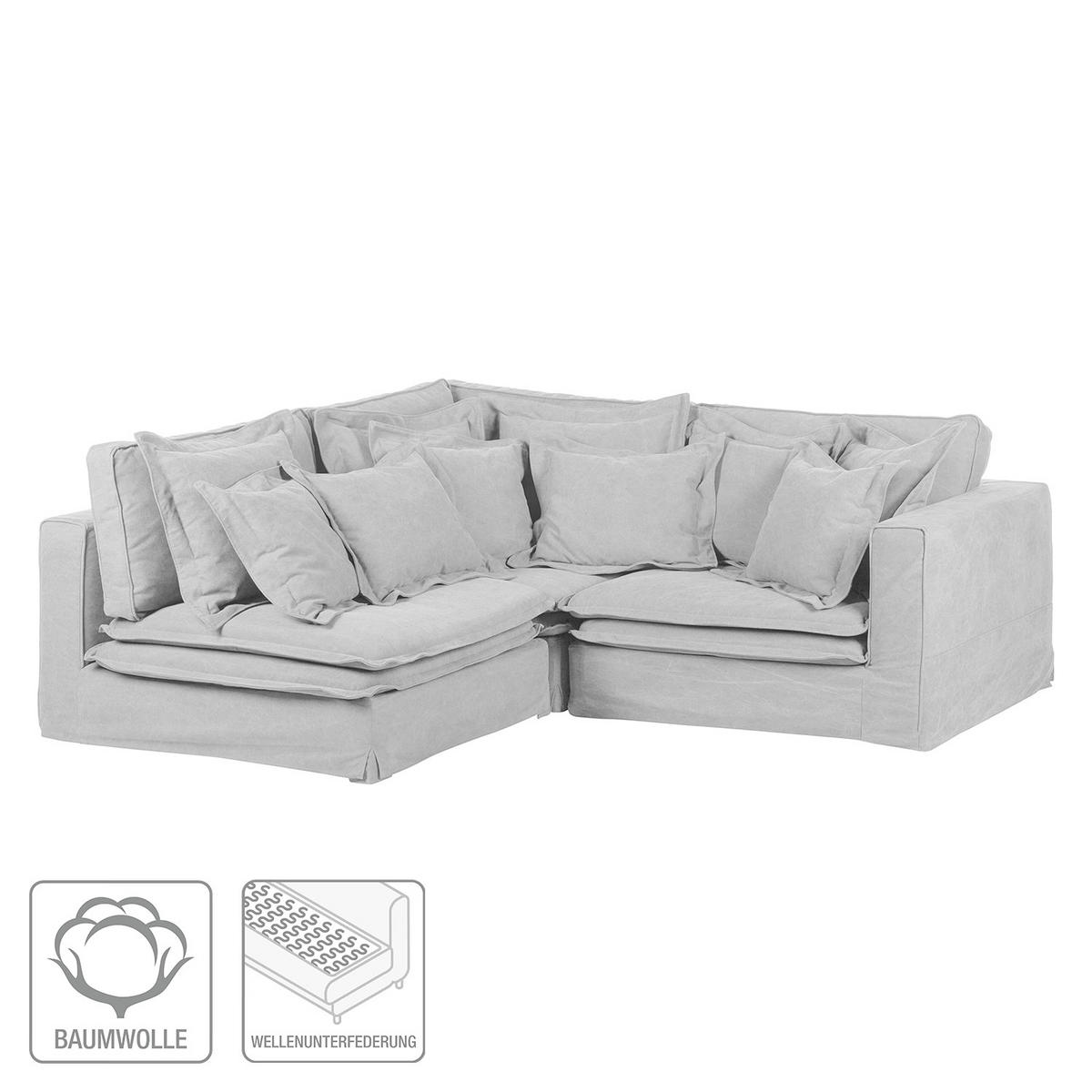 ECKSOFA Webstoff Hellgrau  - Hellgrau/Schwarz, Design, Kunststoff/Textil (238/222cm) - P & B