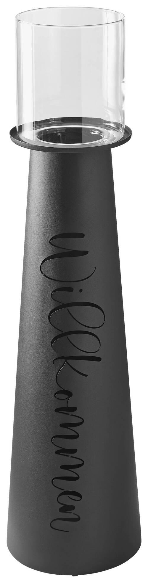 WINDLICHT  - Schwarz, Basics, Glas/Metall (25/94cm) - Boltze Home