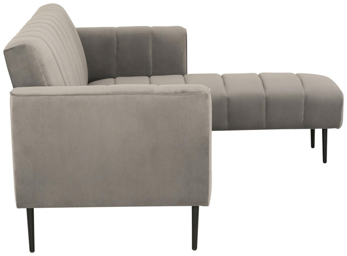 ECKSOFA Grau Samt  - Schwarz/Grau, MODERN, Textil/Metall (253/87/169cm) - P & B
