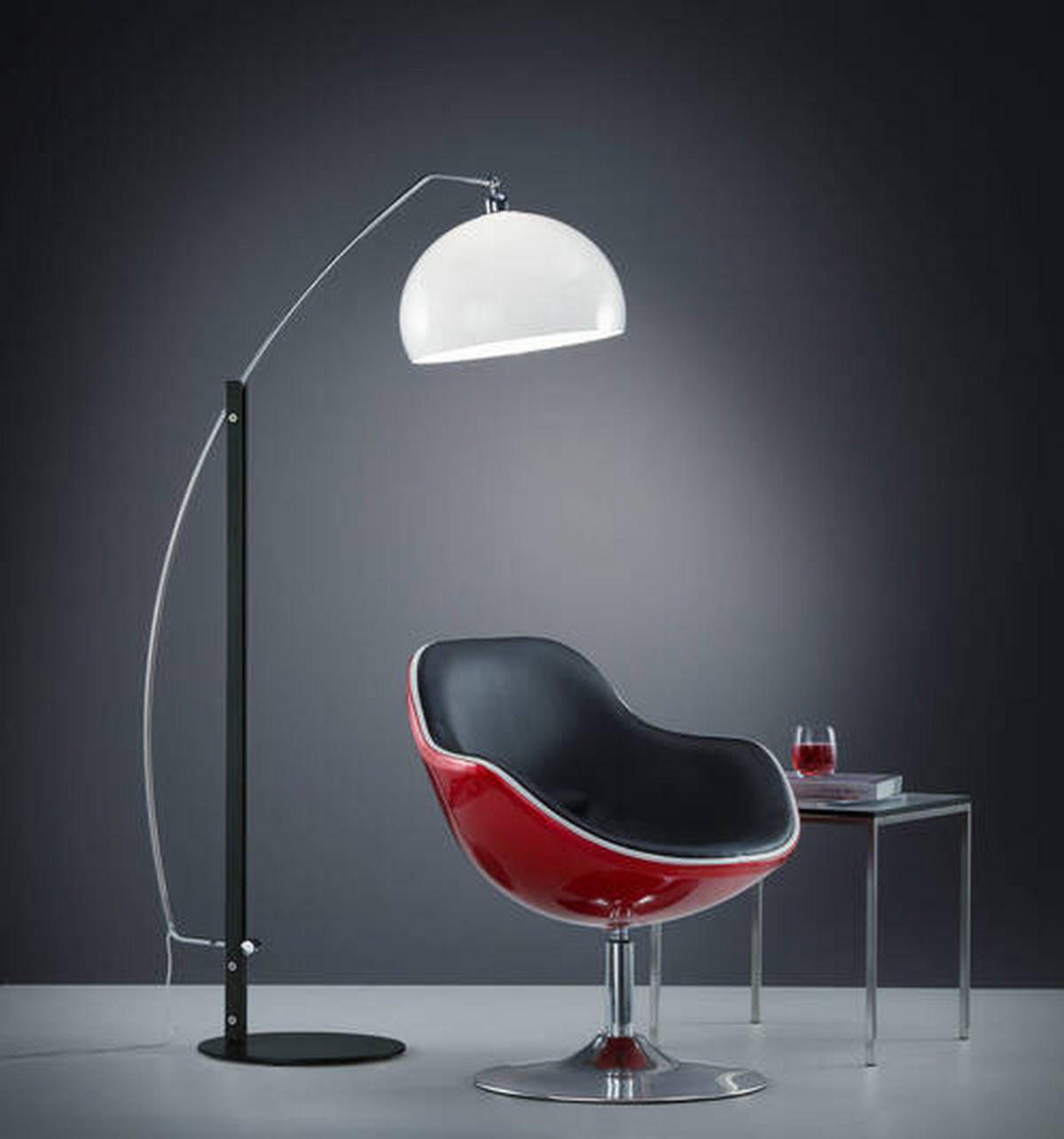 BOGENLEUCHTE 170/40/190 cm    - Chromfarben/Schwarz, Design, Kunststoff/Metall (170/40/190cm) - Helestra