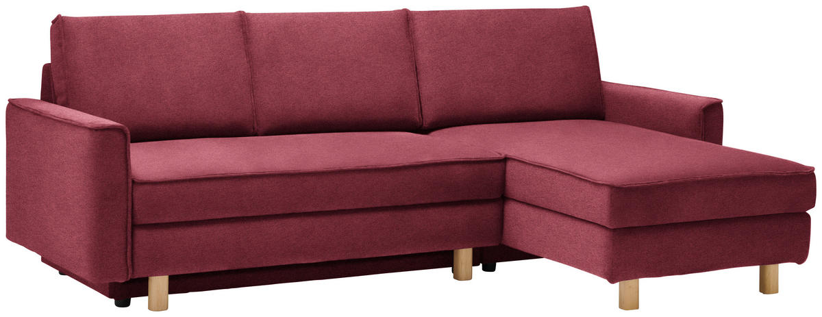 ECKSOFA in Chenille Bordeaux  237/170 cm  - Eichefarben/Bordeaux, KONVENTIONELL, Holz/Textil (237/170cm) - Sedda
