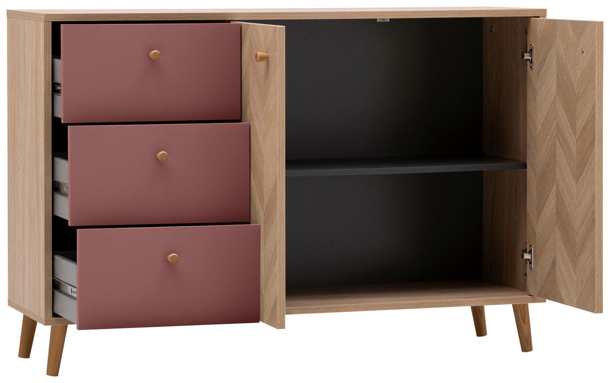 SIDEBOARD  109/73,9/33,05 cm 3 Schublade(n)  - Eichefarben/Mauve, Design, Holz/Holzwerkstoff (109/73,9/33,05cm) - MID.YOU