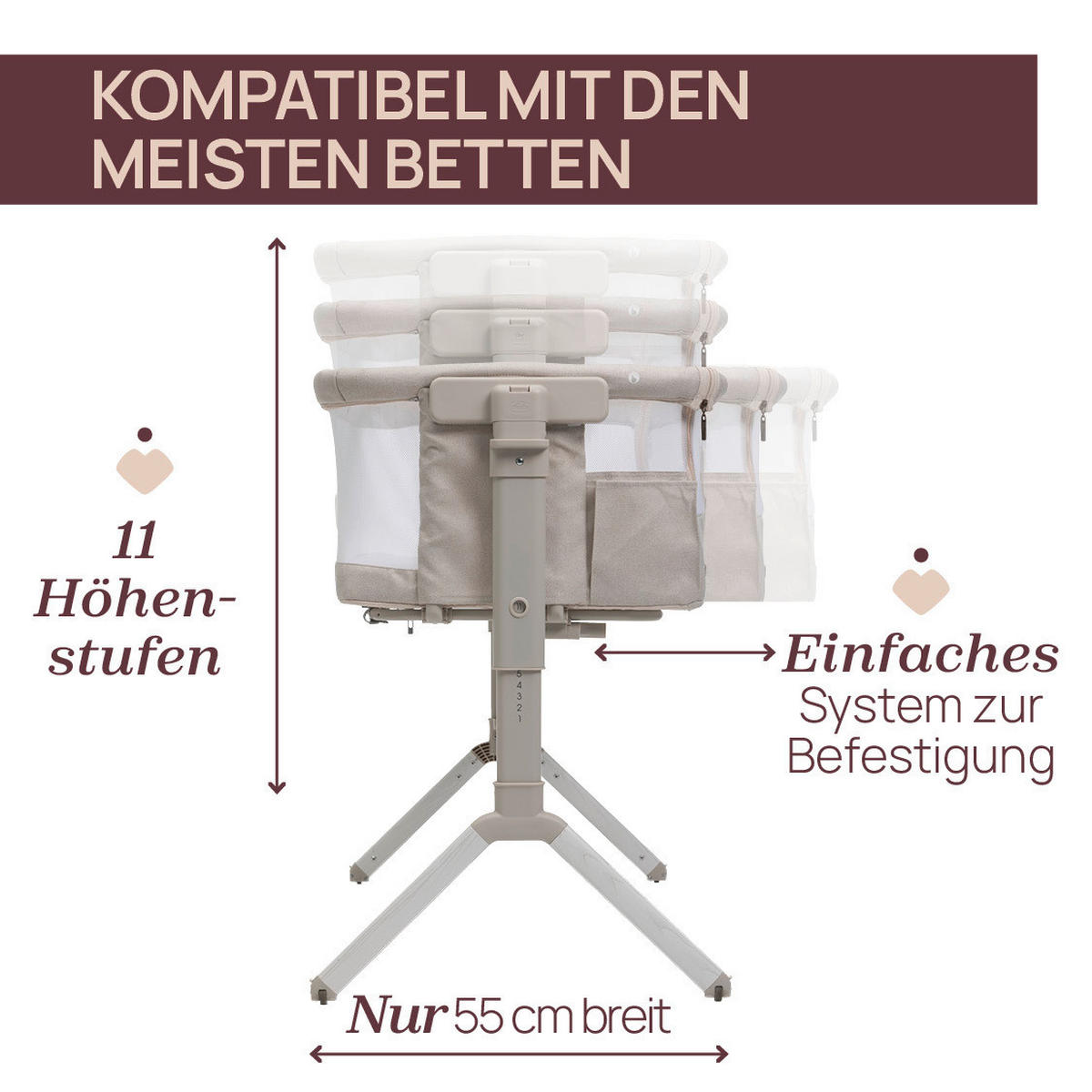 BEISTELLBETT Next2Me Armonia  - Beige, Basics, Textil/Metall (99/69/83/55,5cm) - Chicco