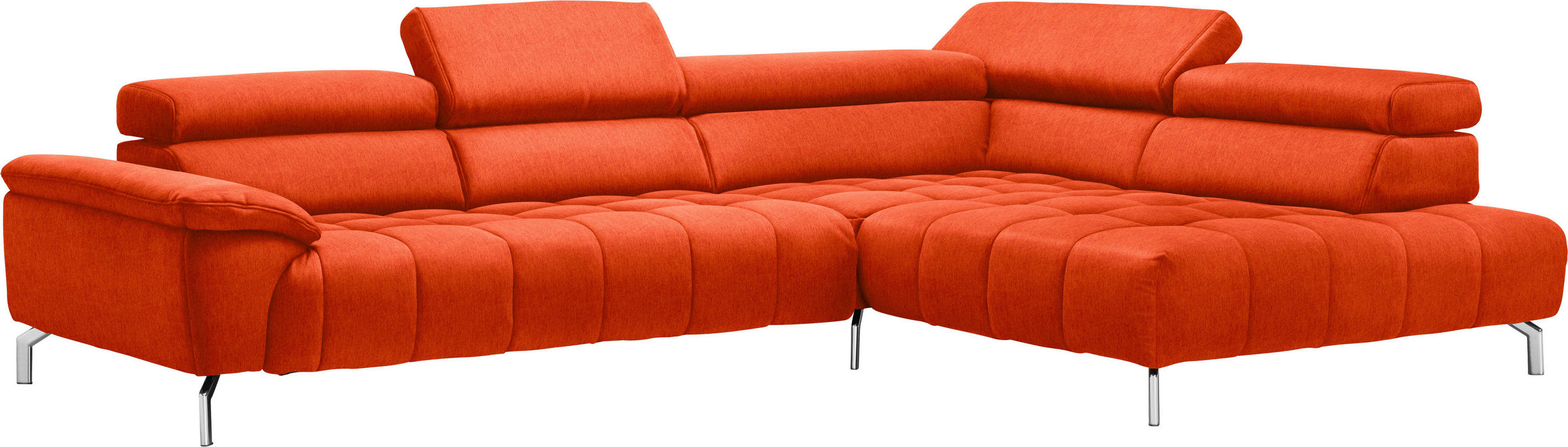 ECKSOFA in Chenille Orange  - Chromfarben/Orange, Design, Textil/Metall (323/222cm) - Beldomo Style