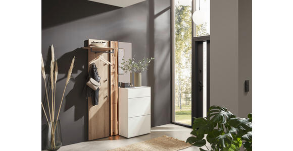 GARDEROBE 3-teilig  in 125/196/39 cm  - Eichefarben/Weiß, Design, Glas/Holz (125/196/39cm) - Johann Jakob