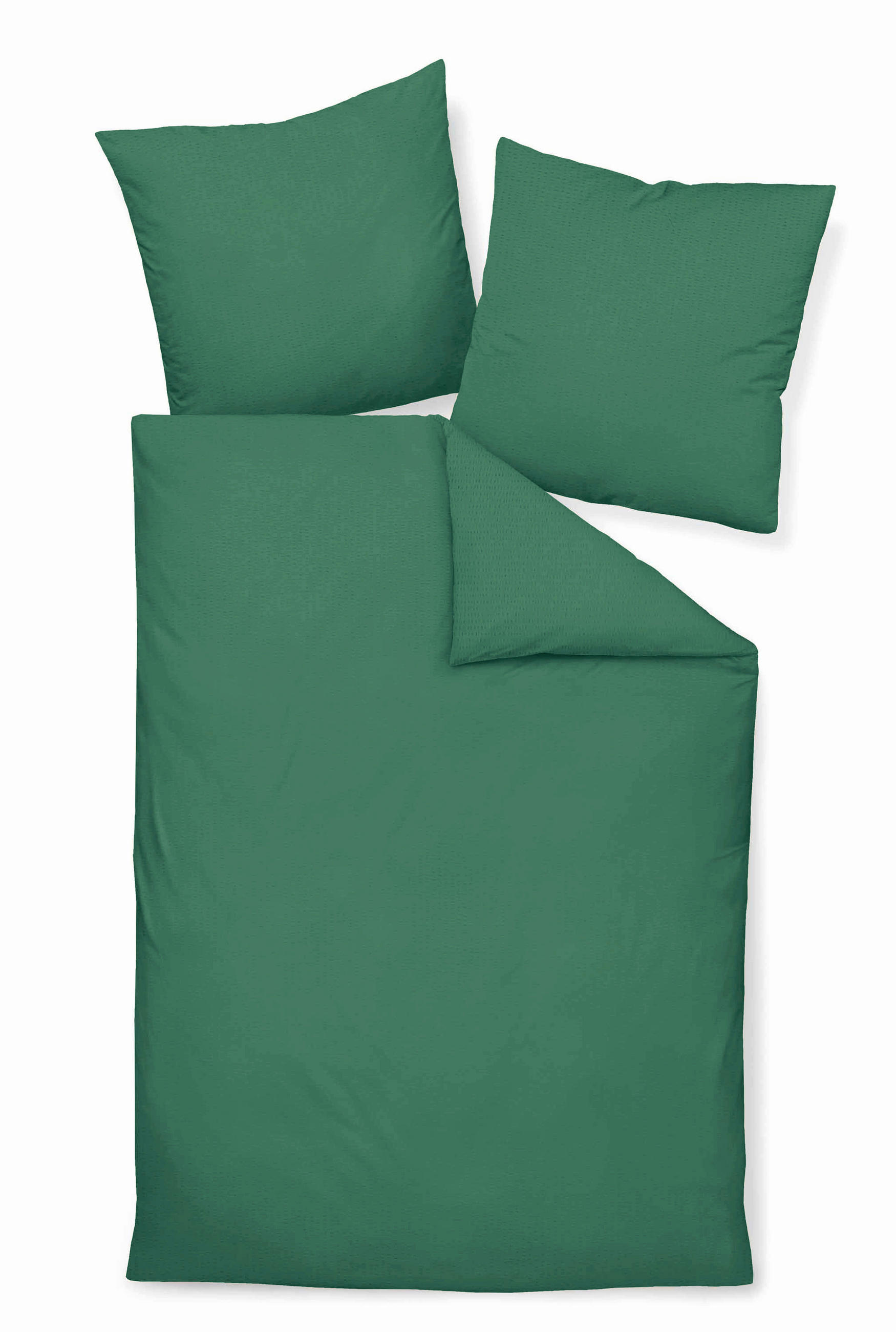 BETTWÄSCHE Seersucker 155/200 cm  - Dunkelgrün/Grün, Basics, Textil (155/200cm) - Janine