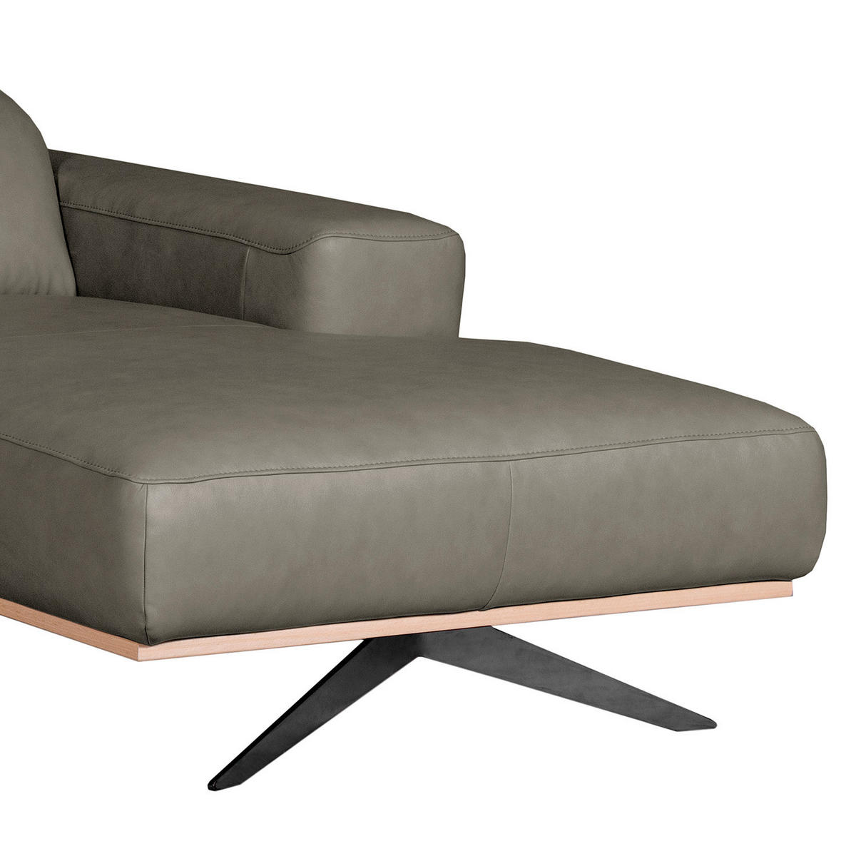 ECKSOFA  in Echtleder Grau  295/187 cm  - Schwarz/Grau, Design, Leder/Metall (295/187cm) - Livetastic