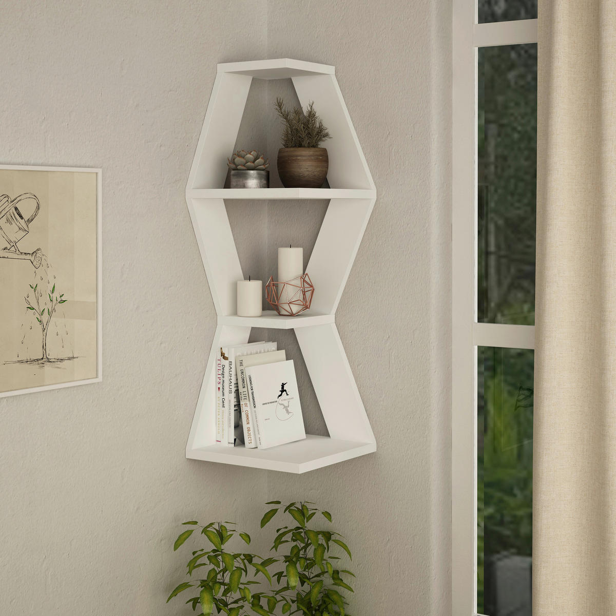 WANDBOARD Weiß  - Weiß, Design, Holzwerkstoff (30/86/30cm) - Livetastic
