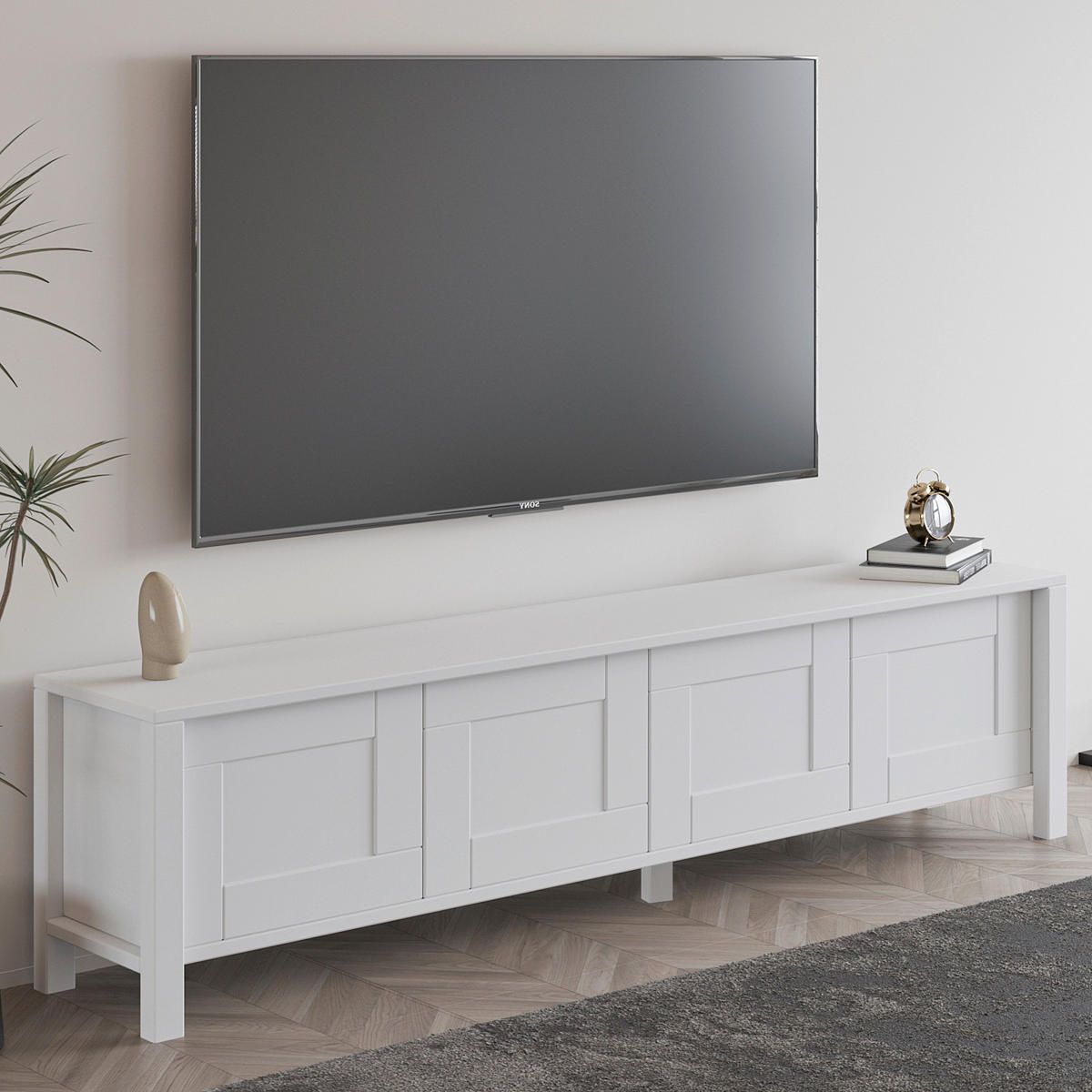 LOWBOARD  in 35/45/160 cm  - Weiss, Design, Holzwerkstoff (35/45/160cm) - Livetastic