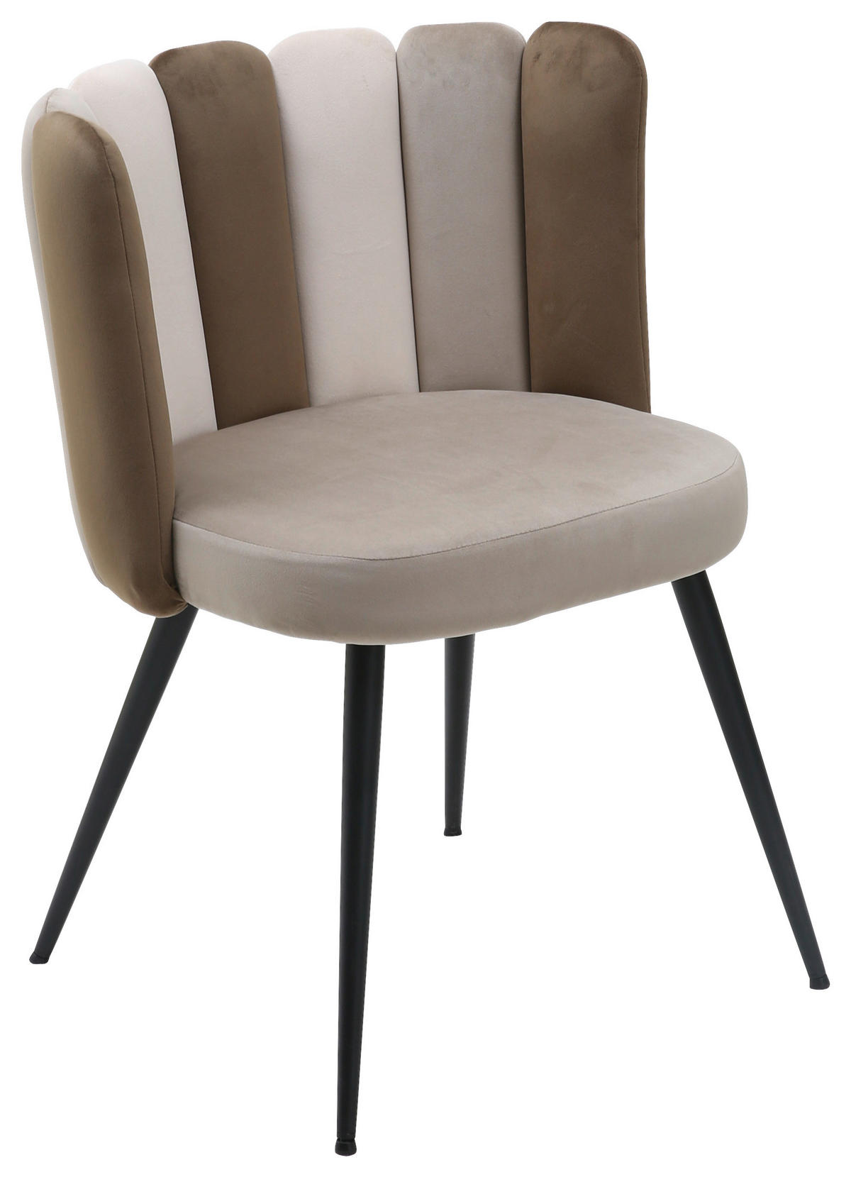 STUHL Samt Braun, Beige  - Beige/Schwarz, Design, Textil/Metall (58,5/79/55,5cm) - home24