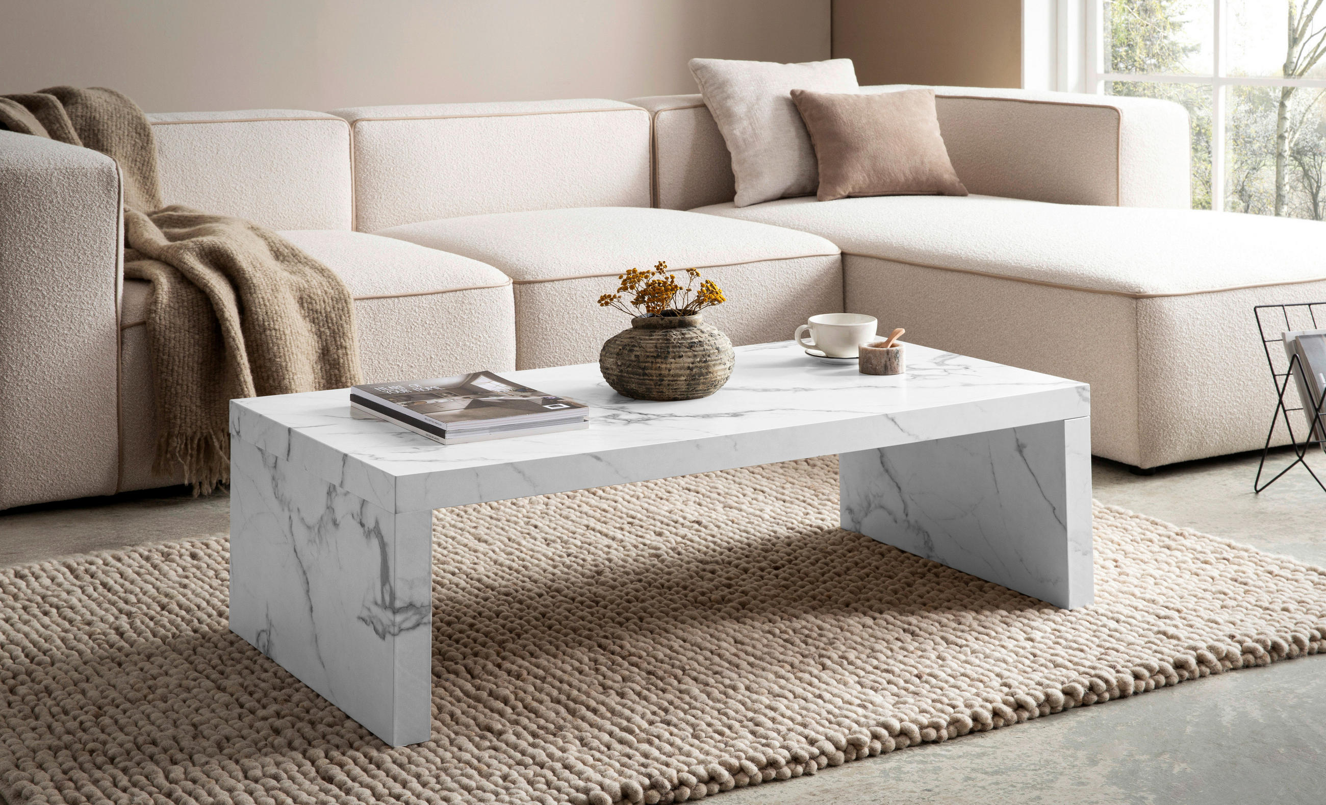 COUCHTISCH 110/55/35 cm rechteckig Weiß  - Weiß, Design, Holzwerkstoff (110/55/35cm) - Livetastic