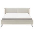 POLSTERBETT Beleuchtung 180/200 cm  in Creme  - Creme/Schwarz, MODERN, Textil/Metall (180/200cm) - Novel