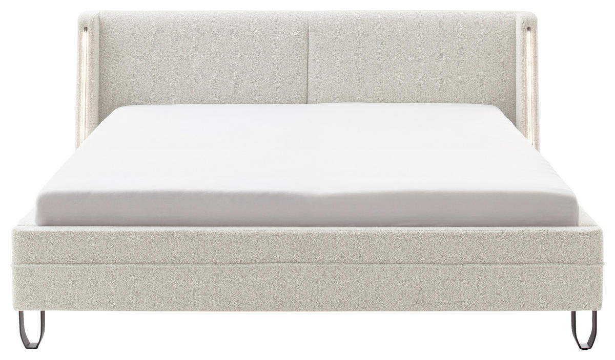 POLSTERBETT Beleuchtung 180/200 cm  in Creme  - Creme/Schwarz, MODERN, Textil/Metall (180/200cm) - Novel