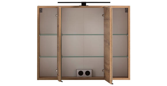 SPIEGELSCHRANK 80/64/20 cm  - Eiche Wotan/Schwarz, ROMANTIK / LANDHAUS, Glas/Holzwerkstoff (80/64/20cm) - Xora