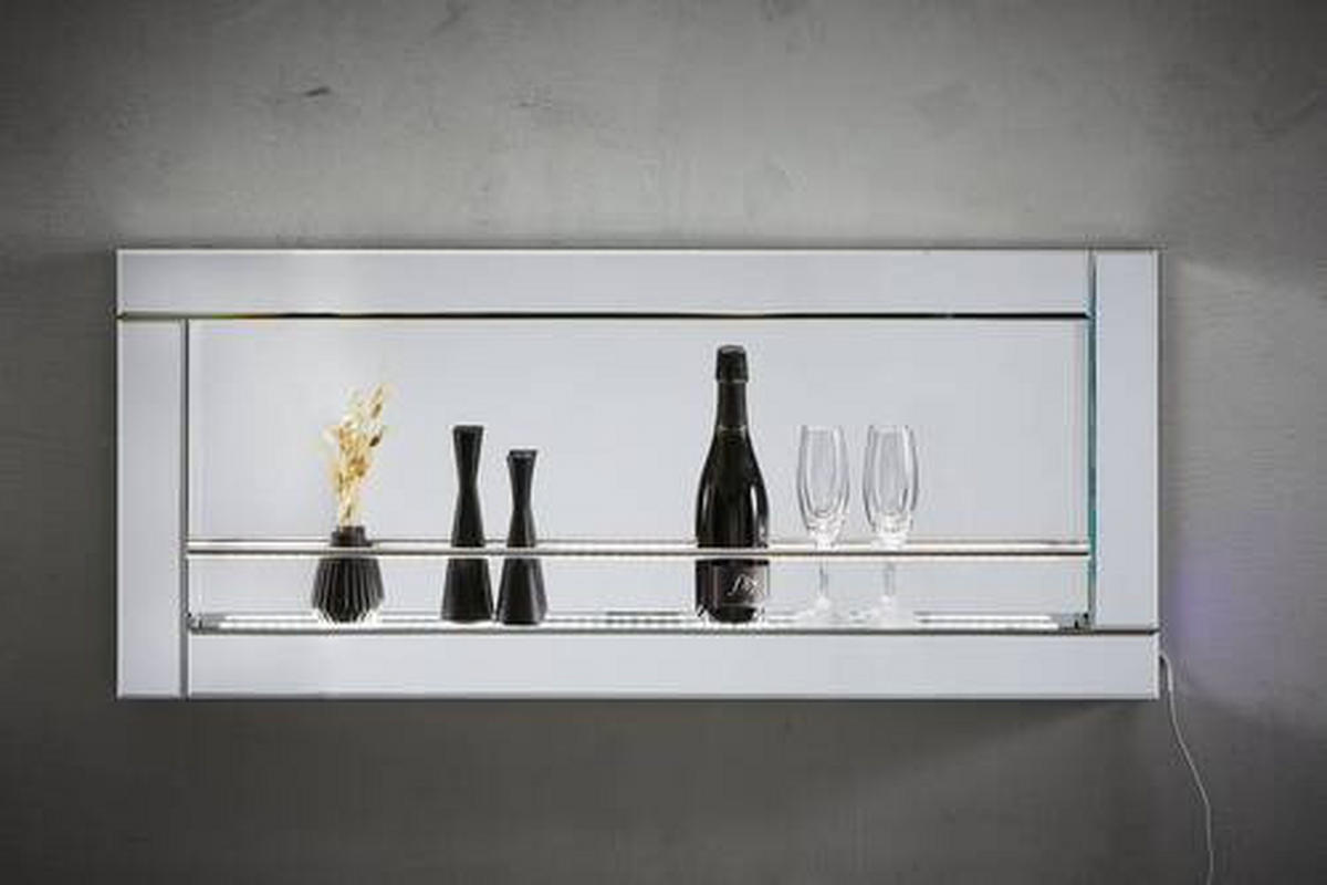 WEINREGAL 120/52/14 cm  - Silberfarben, LIFESTYLE, Glas/Holzwerkstoff (120/52/14cm) - Xora